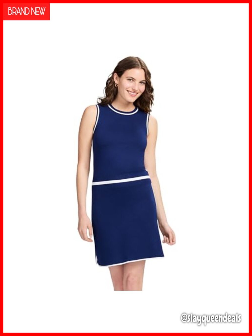 Athletic Sleeveless Sweater Dress Racerback Fitted A-Line Casual